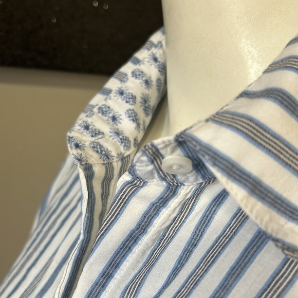 Tommy Bahama Ticking Stripe Boyfriend Shirt Womens Button Front Sz M - Picture 5 of 9